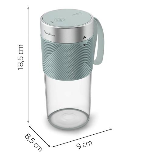 Moulinex LM1C0410 Batidora Portátil Recargable con Vaso 300 ml Verde