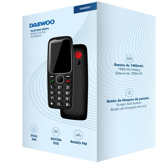 Daewoo DW8001BK Teléfono Móvil Senior Negro