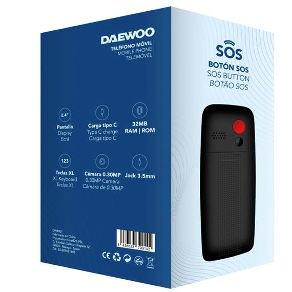 Daewoo DW8001BK Teléfono Móvil Senior Negro