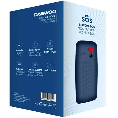 Daewoo DW8001BL Teléfono Móvil Senior Azul