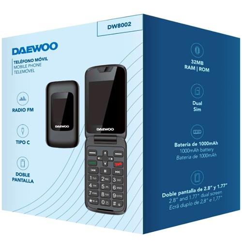 Daewoo DW8002BK Teléfono Móvil Senior Flip Doble Pantalla