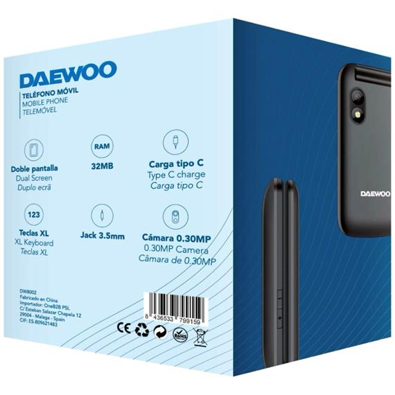 Daewoo DW8002BK Teléfono Móvil Senior Flip Doble Pantalla