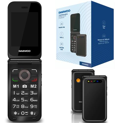 Daewoo DW8003BK Teléfono Móvil Senior Flip Pantalla 2.8