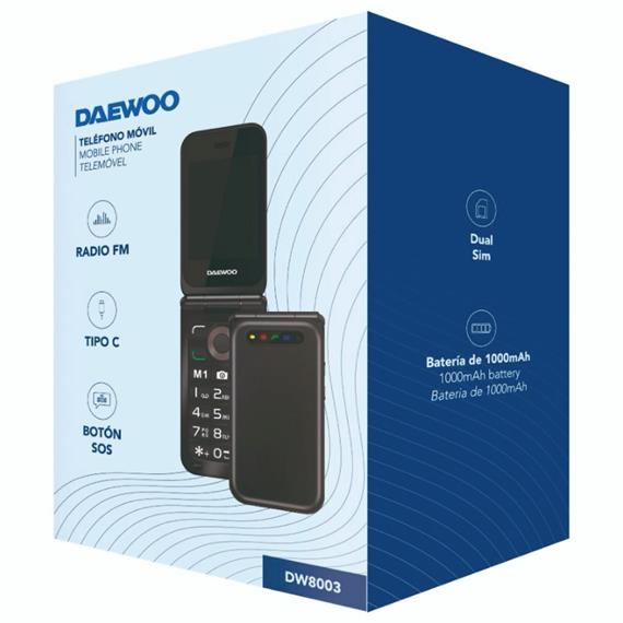 Daewoo DW8003BK Teléfono Móvil Senior Flip Pantalla 2.8