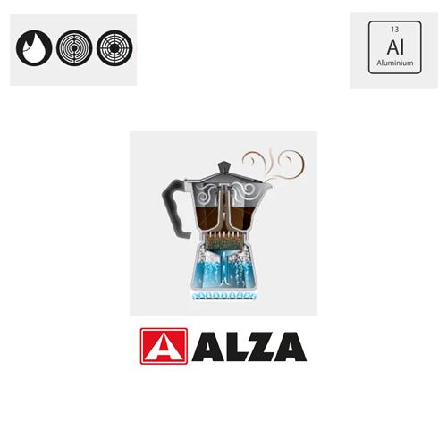 Alza BASIC Cafetera Aluminio 6 Tazas para Vitrocerámica y Gas