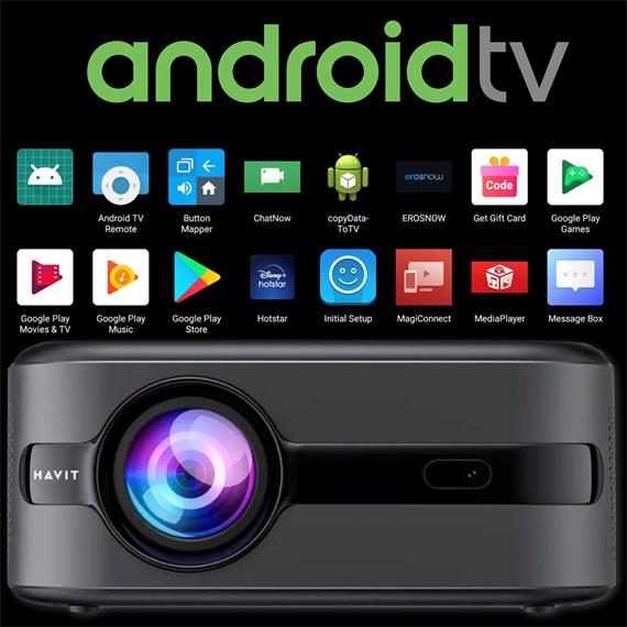 Havit PJ219 Pro Proyector Full HD, 350 Lúmenes, Android TV y WIFI