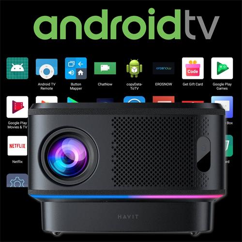 Havit PJ300 Pro Proyector Full HD, 550 Lúmenes, Android TV y WIFI 6