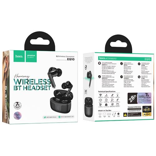 Hoco EQ10 Plus Auricular Inalámbrico con Cancelación de Ruido Activa Negro