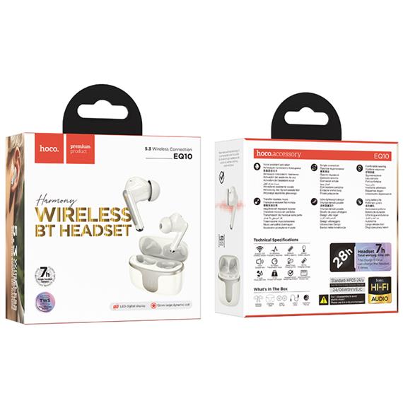 Hoco EQ10 Plus Auricular Inalámbrico con Cancelación de Ruido Activa Blanco