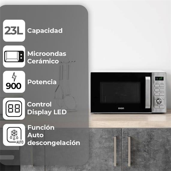 Svan SMWC25900DGN Microondas Ceramico 25Litros 900W Display Inox