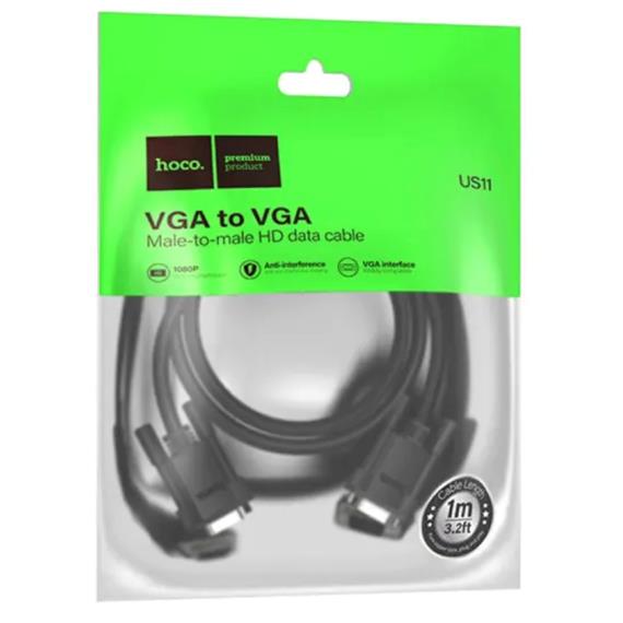 Hoco US11 Cable VGA a VGA de 1 Metro Negro