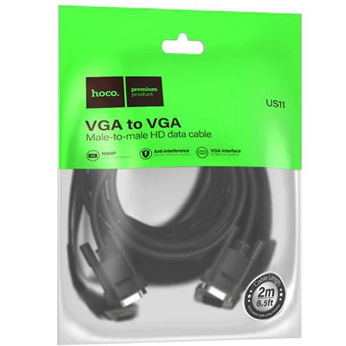 Hoco US11 Cable VGA a VGA de 2 Metros Negro
