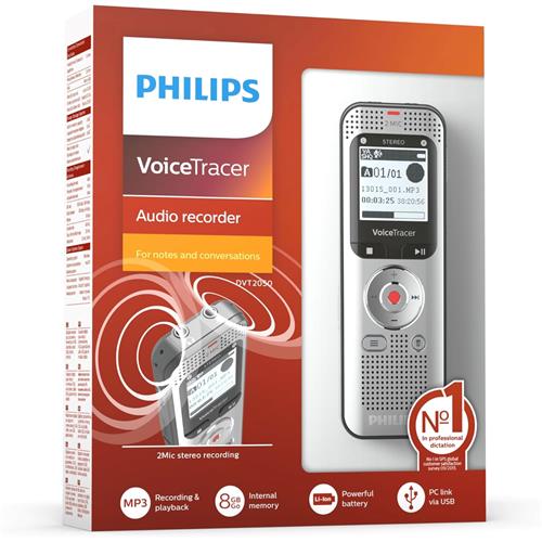 Philips DVT2050 Grabadora de Voz con 2 Micrófonos y USB