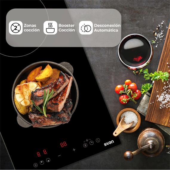 Svan SI2301 Placa Induccion 30cm 2F Cristal Negro