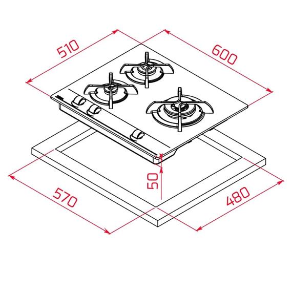 TEKA GBC63010 3G ENCIMERA CRISTAL GAS