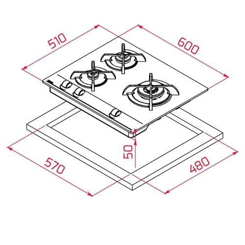 TEKA GBC63010 3G ENCIMERA CRISTAL GAS