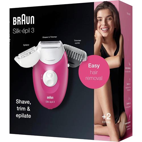 Braun Silk-Epil 3 SE3-420 Depiladora + 2 Accesorios Rosa