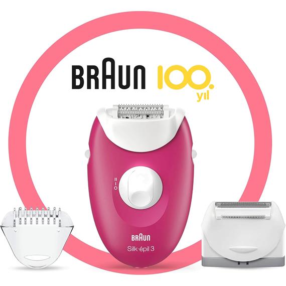Braun Silk-Epil 3 SE3-420 Depiladora + 2 Accesorios Rosa