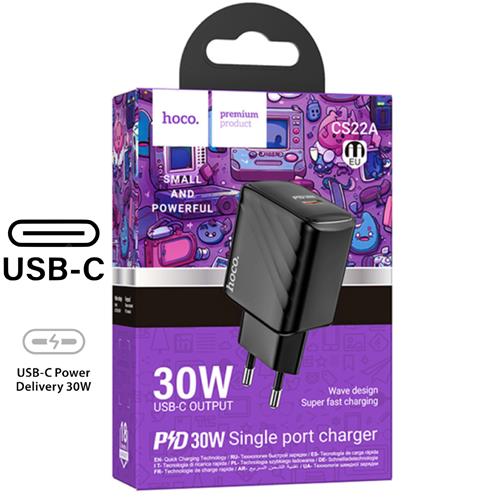Cargador USB-C Hoco CS22 PD 30W Negro