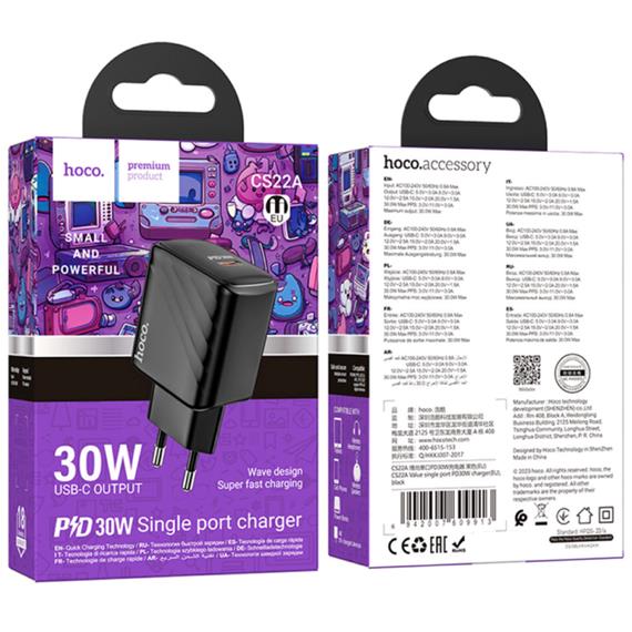 Cargador USB-C Hoco CS22 PD 30W Negro