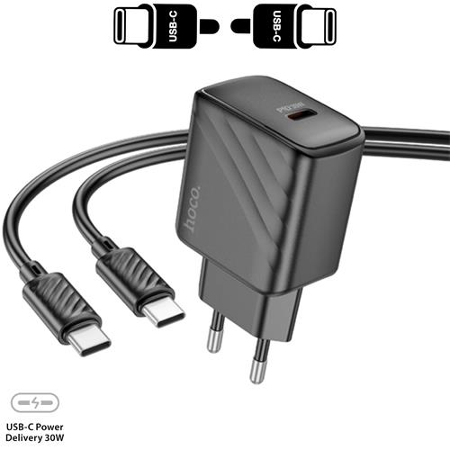 Cargador USB-C + Cable USB-C Hoco CS22  PD30W Negro