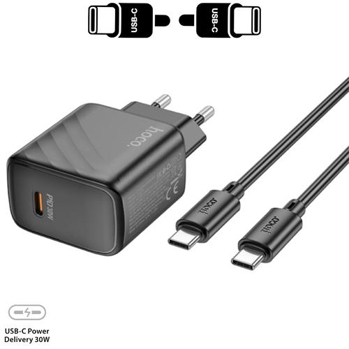Cargador USB-C + Cable USB-C Hoco CS22  PD30W Negro