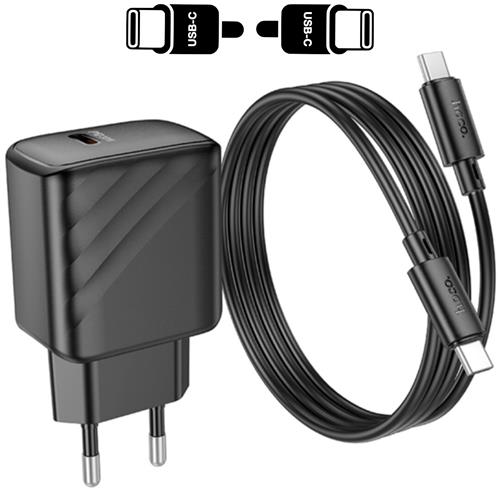 Cargador USB-C + Cable USB-C Hoco CS22  PD30W Negro