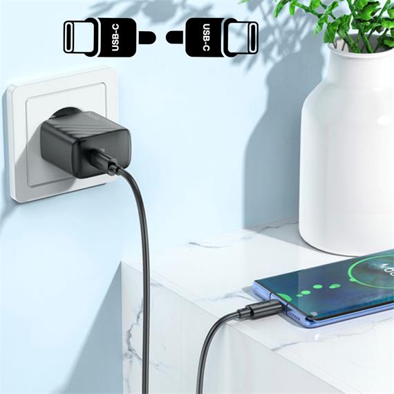 Cargador USB-C + Cable USB-C Hoco CS22  PD30W Negro