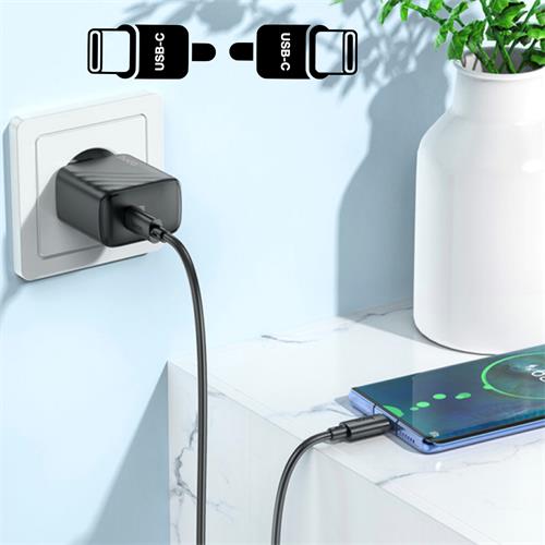Cargador USB-C + Cable USB-C Hoco CS22  PD30W Negro