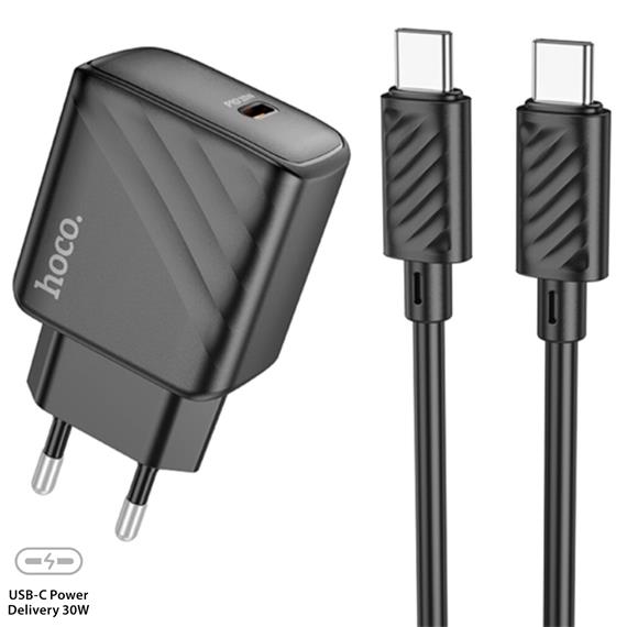 Cargador USB-C + Cable USB-C Hoco CS22  PD30W Negro
