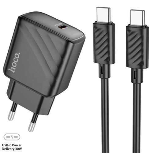 Cargador USB-C + Cable USB-C Hoco CS22  PD30W Negro