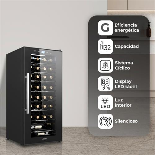 Svan SVN3200S Vinoteca 92L 32 Botellas Negro