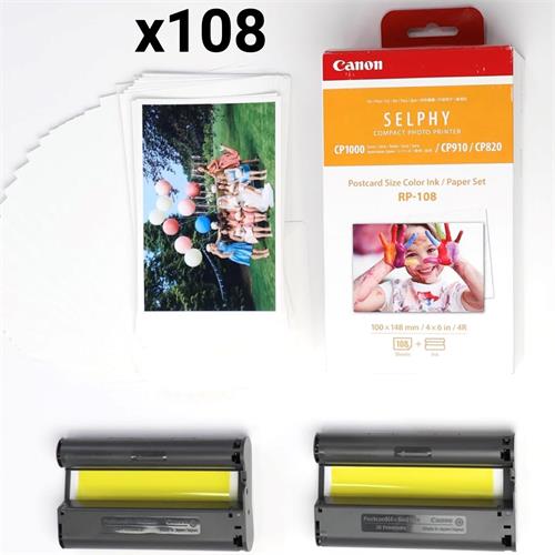 Canon RP-108 - Papel fotográfico y cartucho de tinta original para Selphy