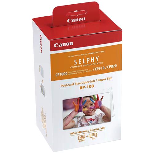 Canon RP-108 - Papel fotográfico y cartucho de tinta original para Selphy