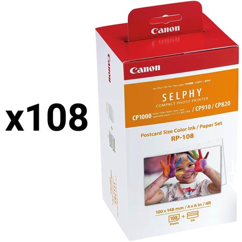 Canon RP-108 - Papel fotográfico y cartucho de tinta original para Selphy