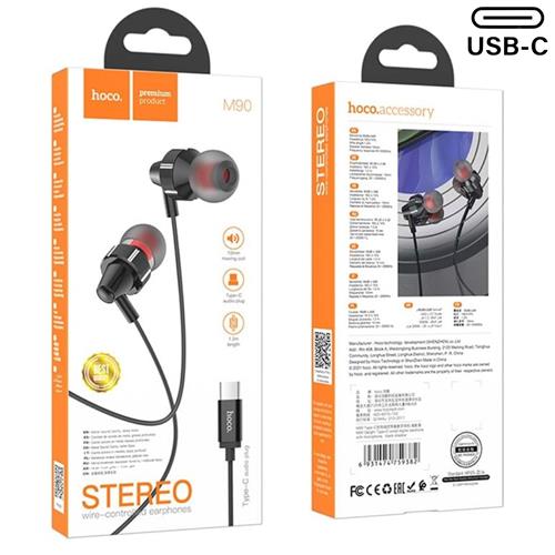 Hoco M90 Auricular USB-C con Micrófono Negro