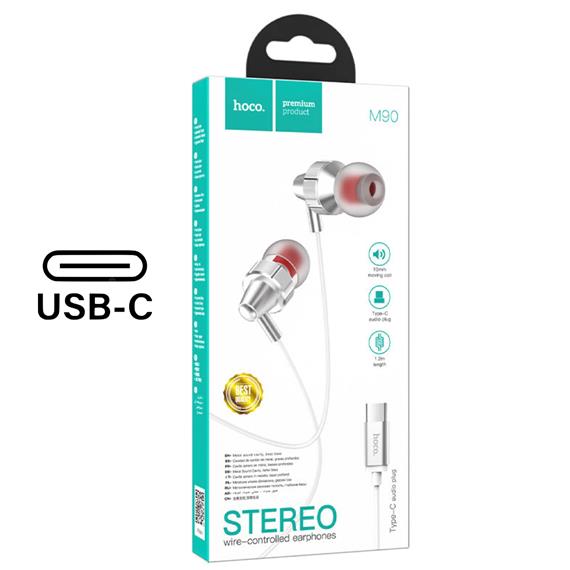 Hoco M90 Auricular USB-C con Micrófono Plata