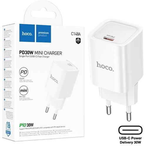 Cargador USB-C 30W Hoco C148A PD30W Blanco