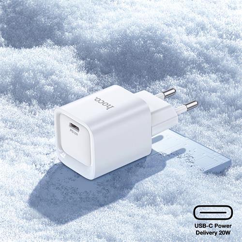 Cargador USB-C 20W + Cable Lightning Hoco C146A PD20W Blanco