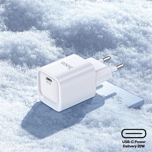 Cargador USB-C 20W + Cable USB-C Hoco C146A PD20W Blanco