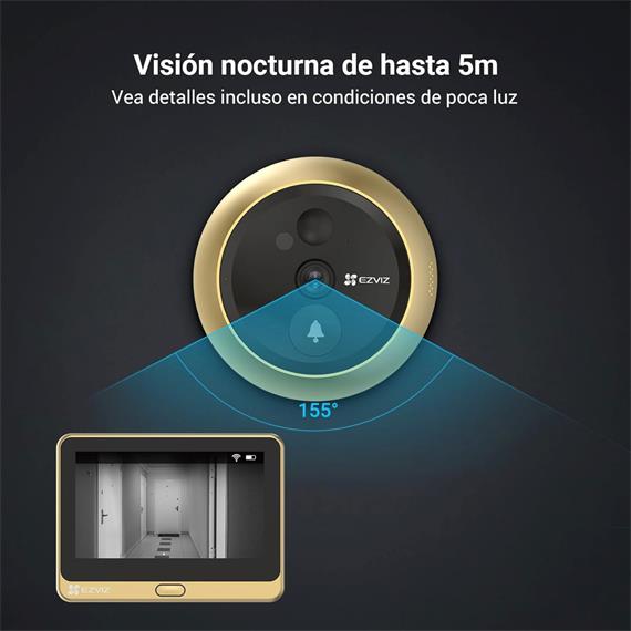Ezviz DP2C Mirilla Inteligente Pantalla 4,3" Wifi y Detector de Presencia Dorada
