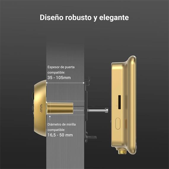 Ezviz DP2C Mirilla Inteligente Pantalla 4,3" Wifi y Detector de Presencia Dorada