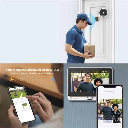 Ezviz DP2C Mirilla Inteligente Pantalla 4,3" Wifi y Detector de Presencia Dorada