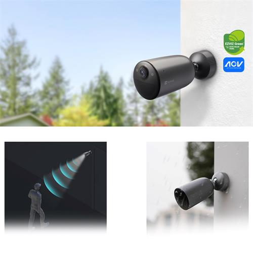 Ezviz EB3 4G KIT Cámara Seguridad Exterior 2K con Batería, 4G  y Panel Solar