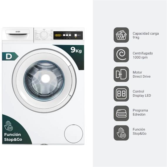 Svan SL9100DD Lavadora Carga Frontal 9KG 1000RPM