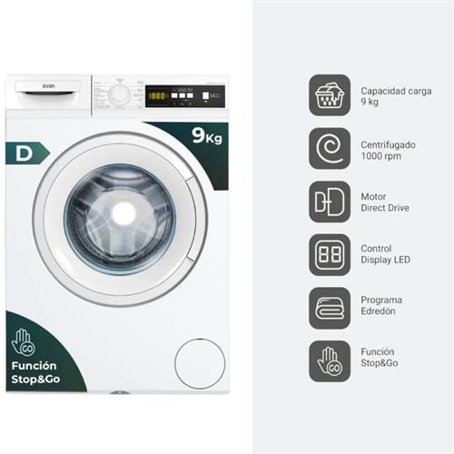 Svan SL9100DD Lavadora Carga Frontal 9KG 1000RPM