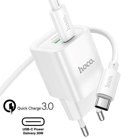 Hoco C147A Cargador Cham PD20W+QC3.0 Type-C to C White