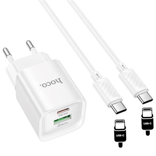 Hoco C147A Cargador Cham PD20W+QC3.0 Type-C to C White