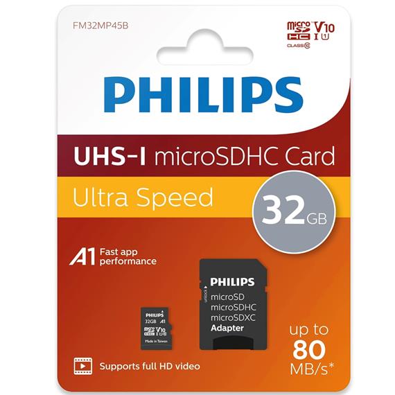 Memoria Philips Micro SDHC Card 32GB Class 10 + Adaptador