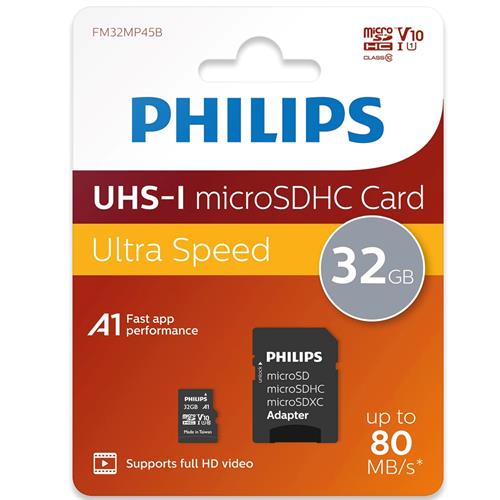 Memoria Philips Micro SDHC Card 32GB Class 10 + Adaptador